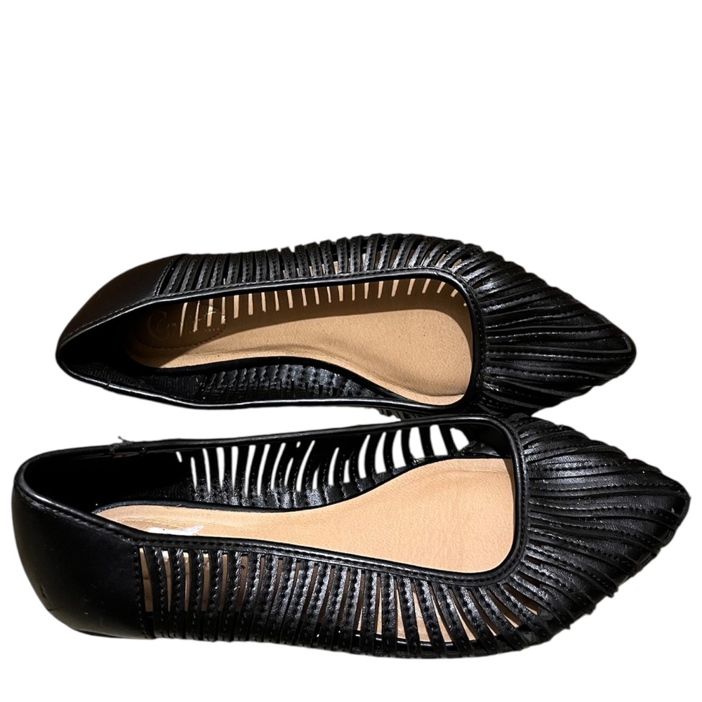 C Comfort Women’s Black Faux Leather Comfort Flat Casual Shoes Sz-10W